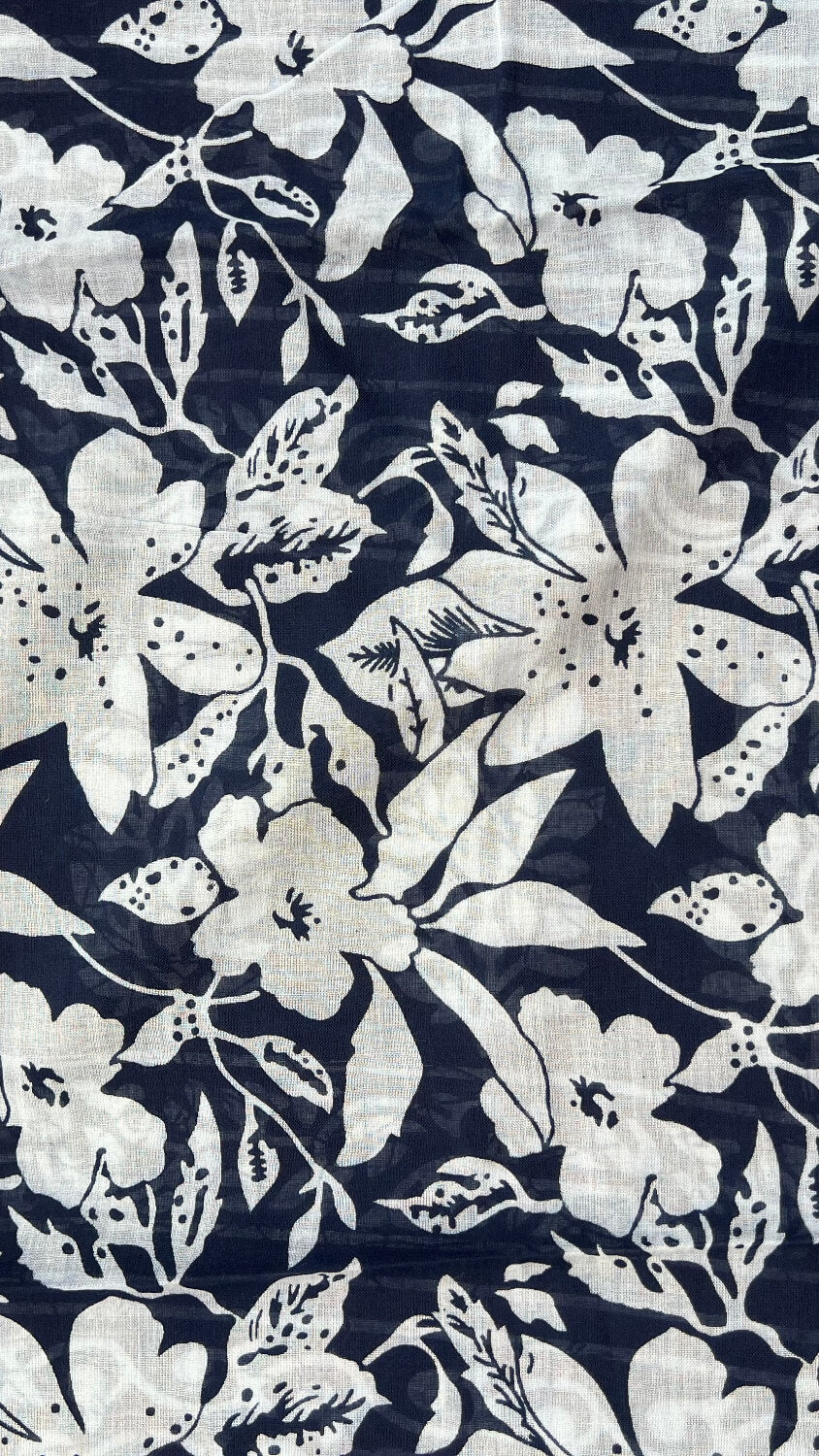 Indigo printed cotton saree