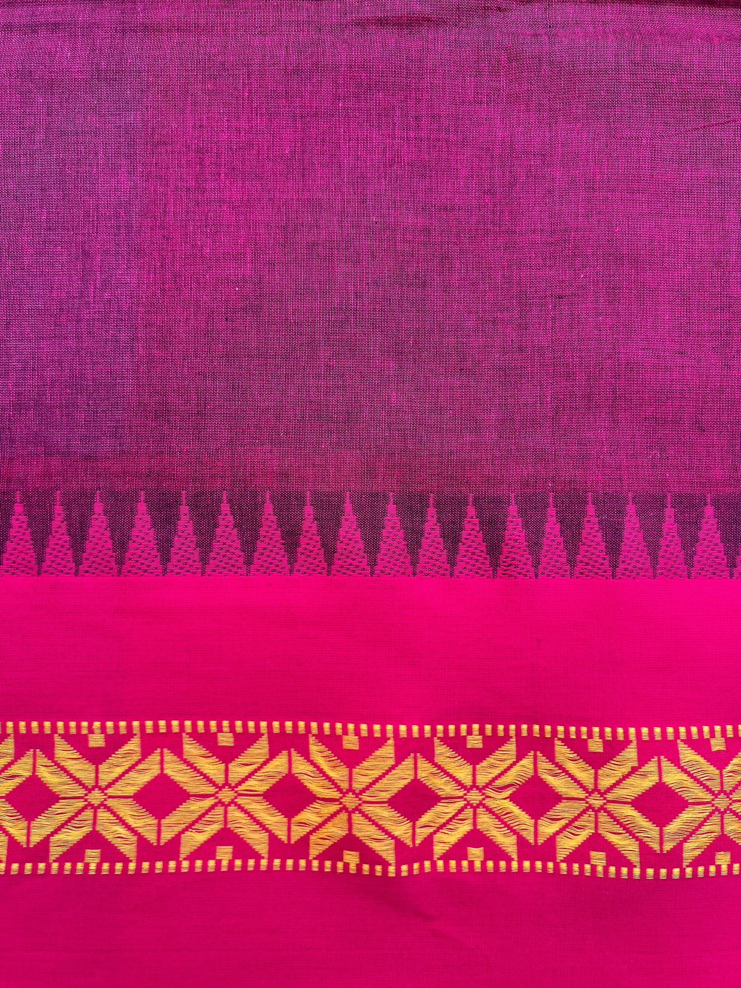 Navy blue Handloom cotton saree with Pink border