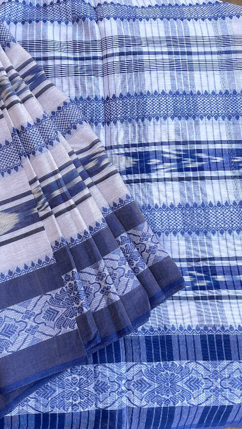 Blue and White Handloom saree