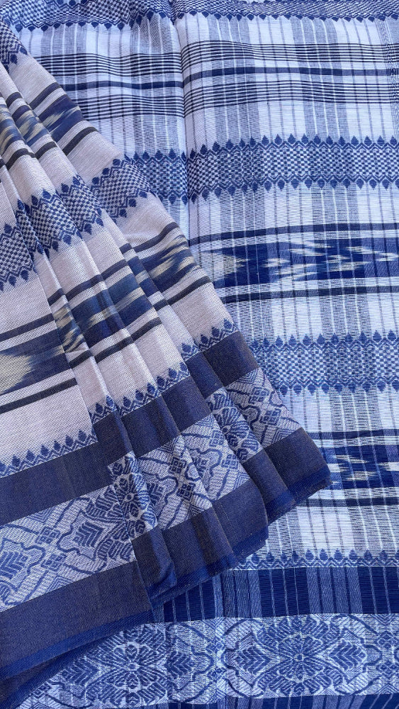 Blue and White Handloom saree