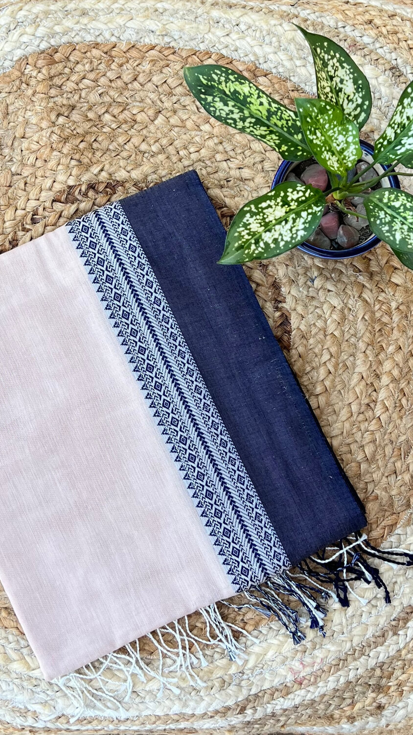 Beige HANDLOOM cotton saree