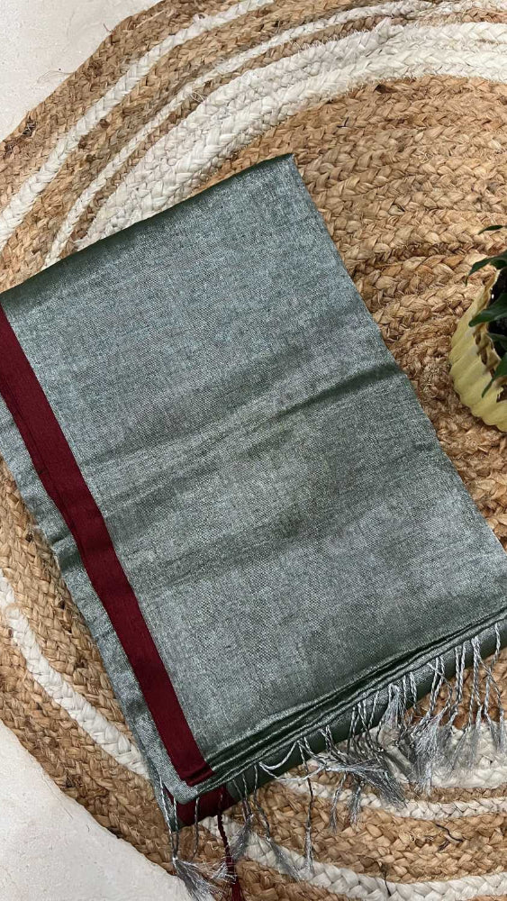 Silver cotton tissue saree