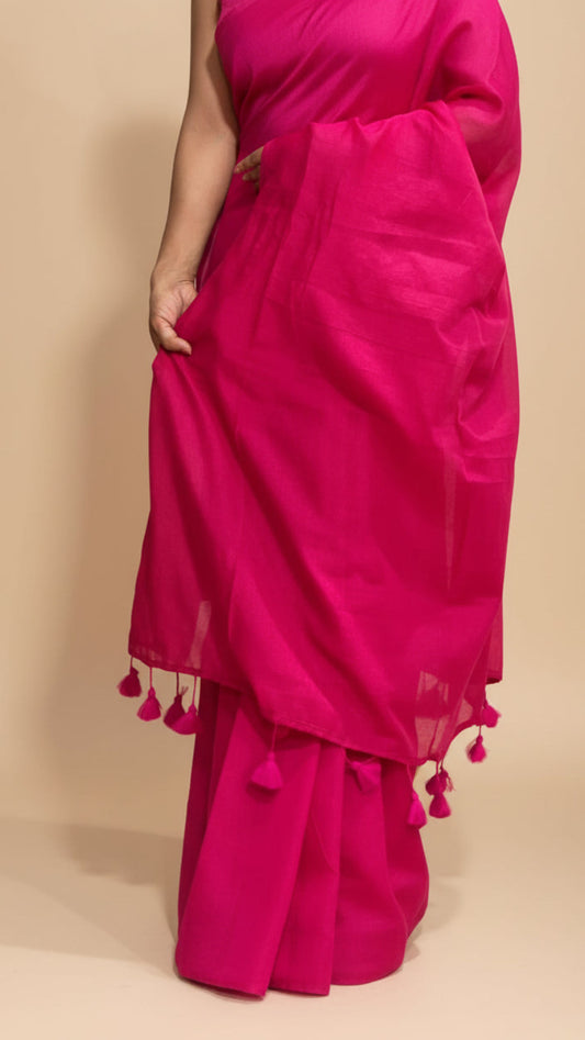 Pink cotton saree