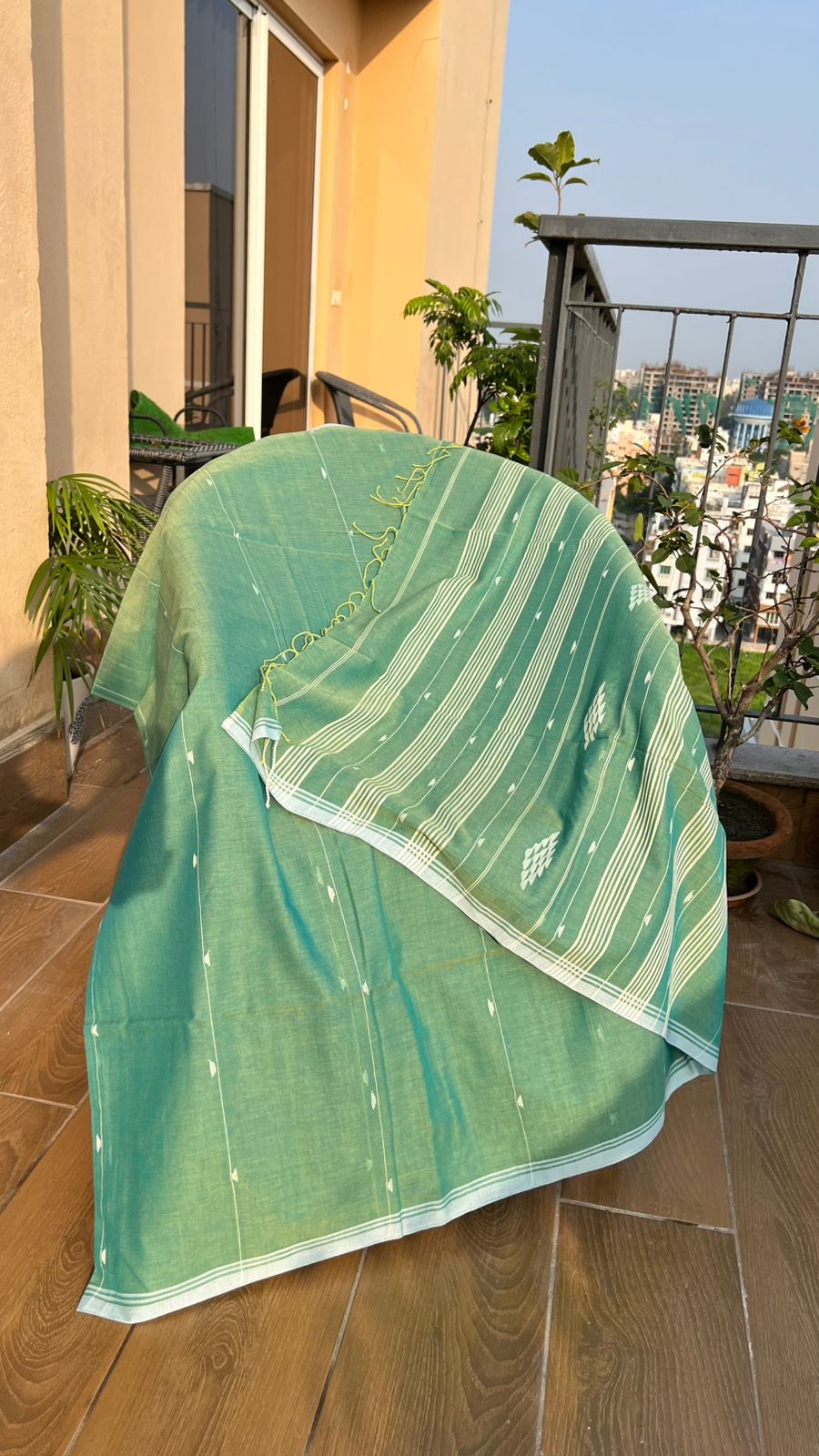 Green Phulia Jamdani saree