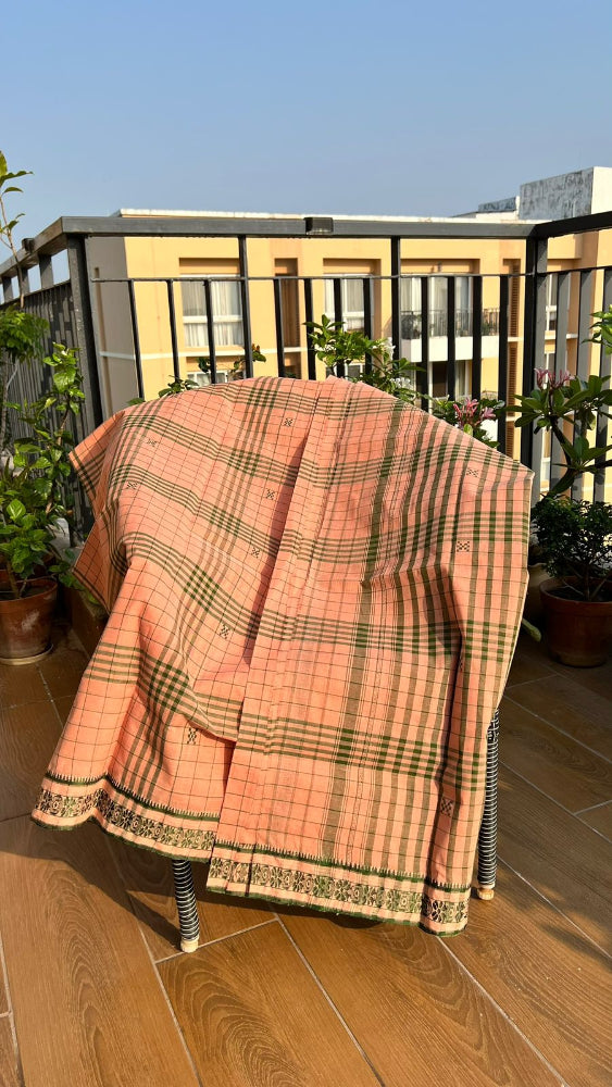 Peach starched Dhonekhali