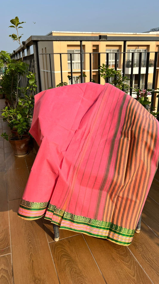 Pink starched Dhonekhali