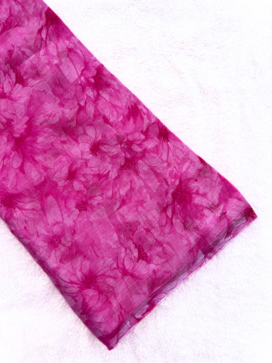 Pink floral print Saree