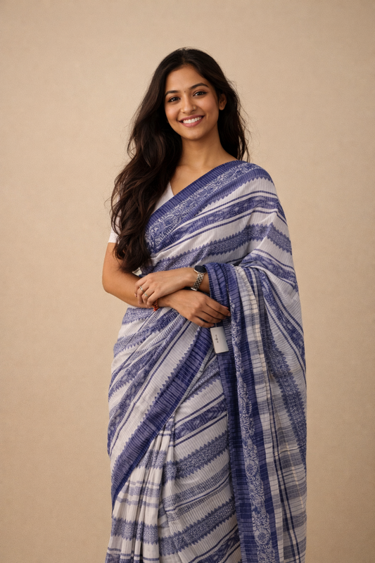 Blue striped Handloom saree