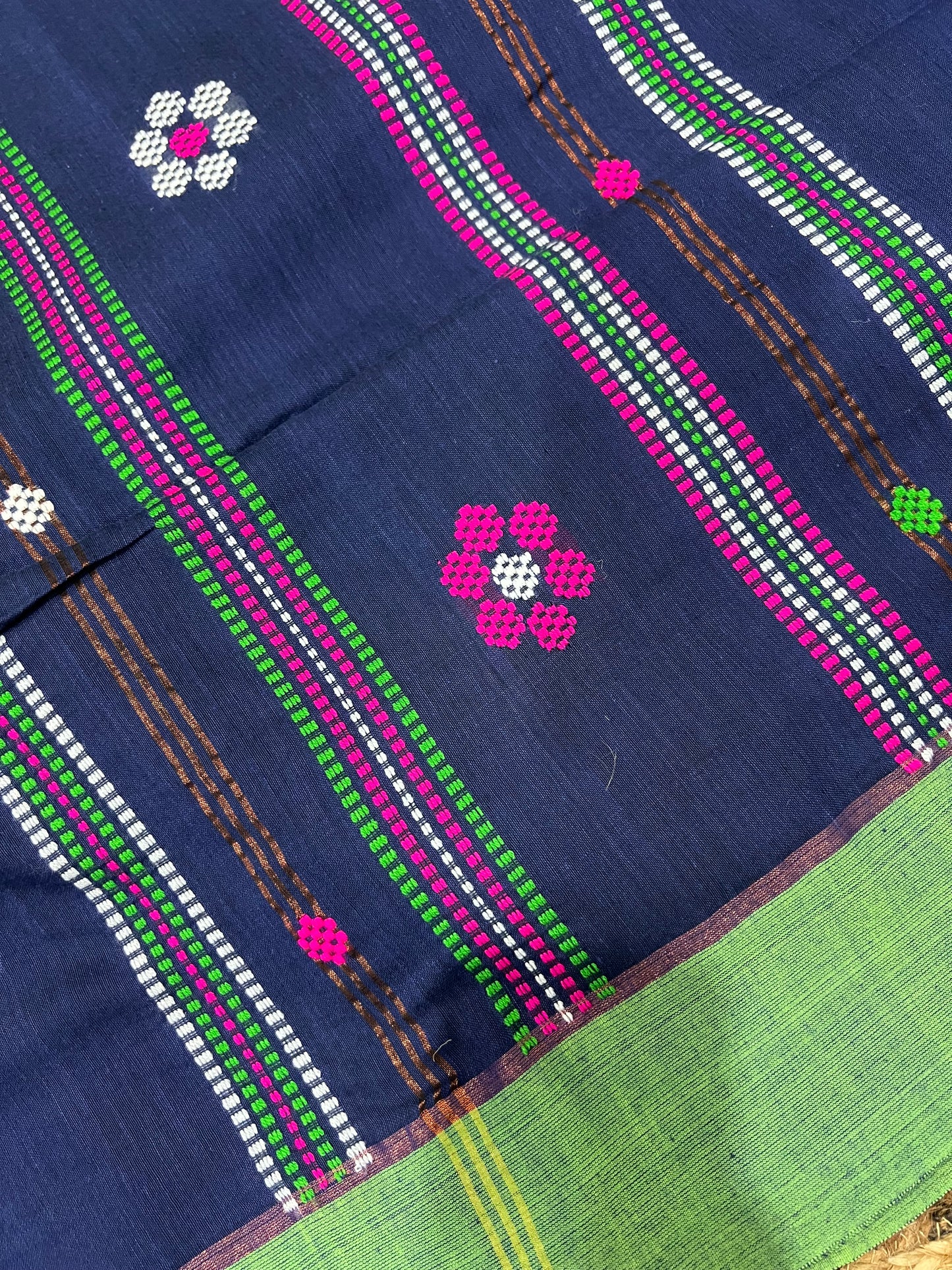 Midnight blue Handloom Embroidered Saree