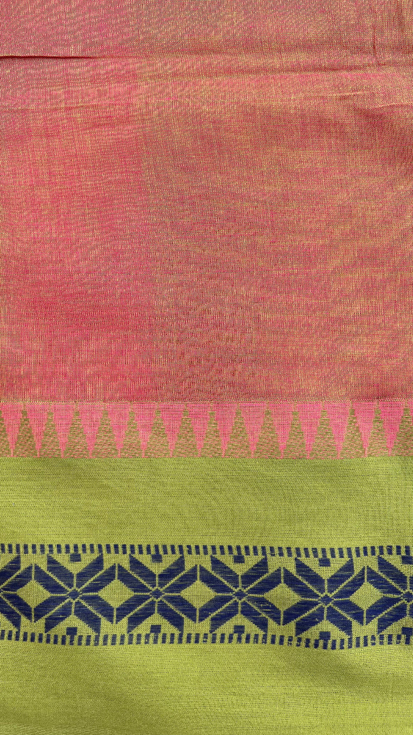 Pink Handloom cotton saree with green border