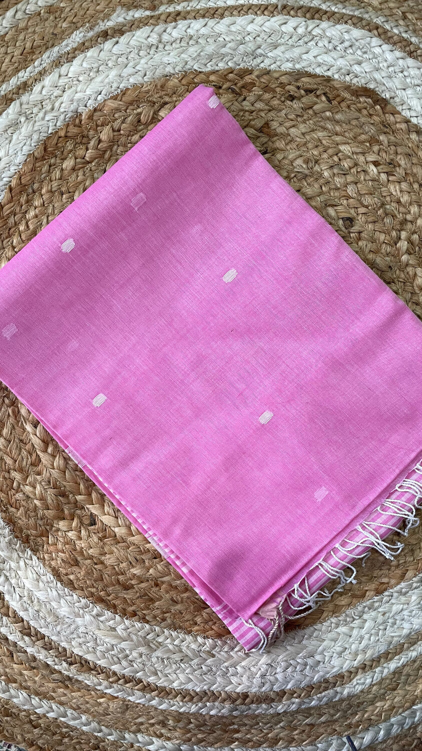 Pink Soft cotton Jamdani saree
