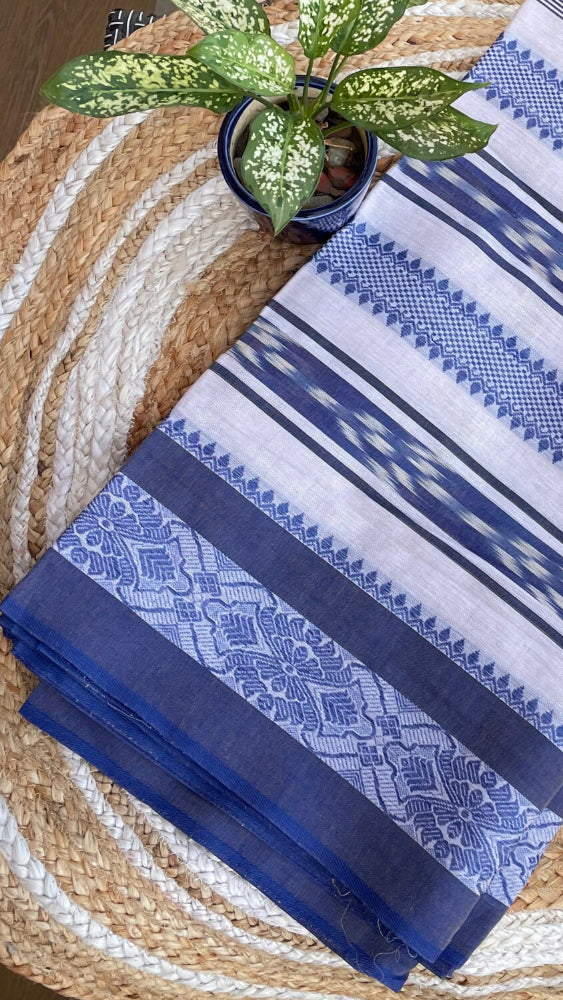 Blue and White Handloom saree