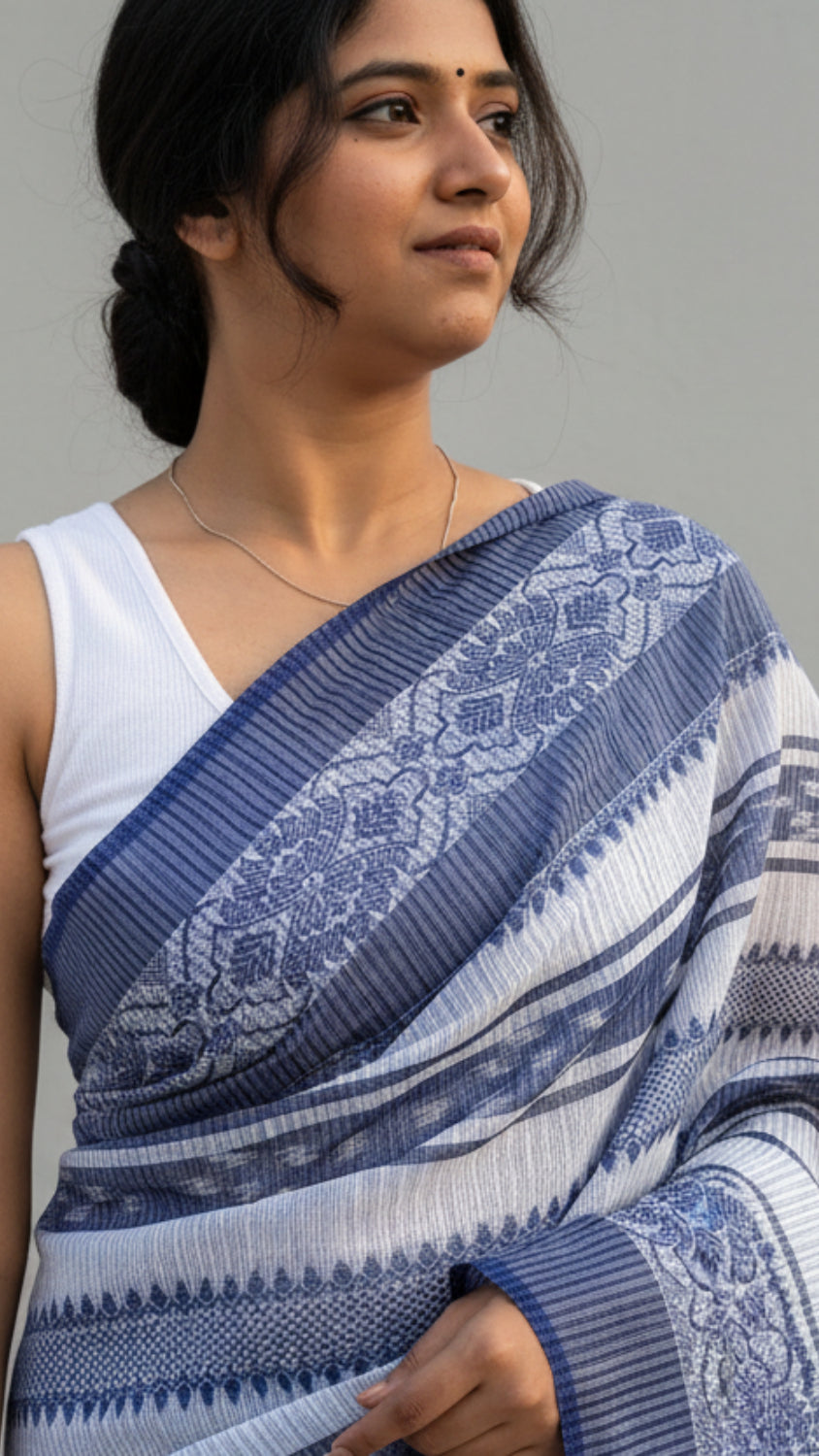 Blue striped Handloom saree