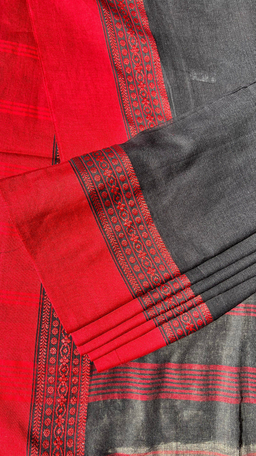 Black HANDLOOM cotton saree