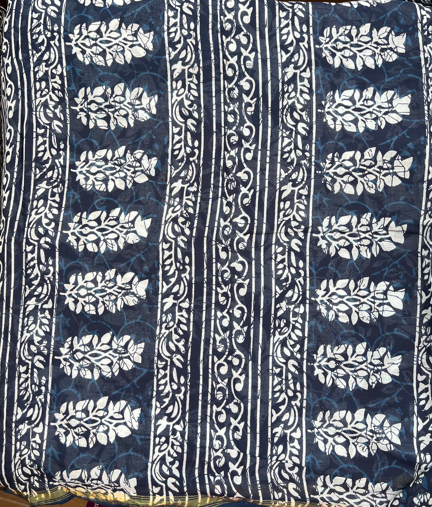 Indigo printed cotton saree