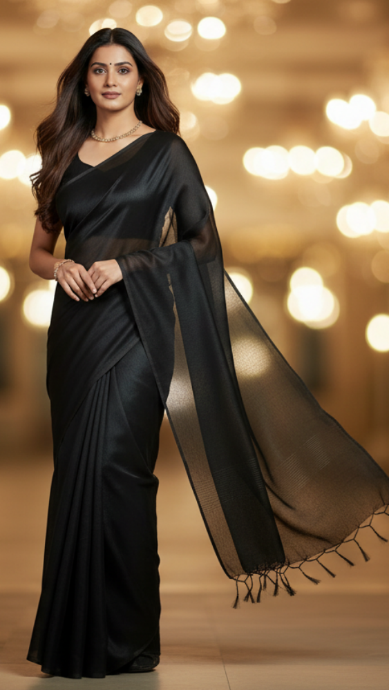 Black cotton tissue saree