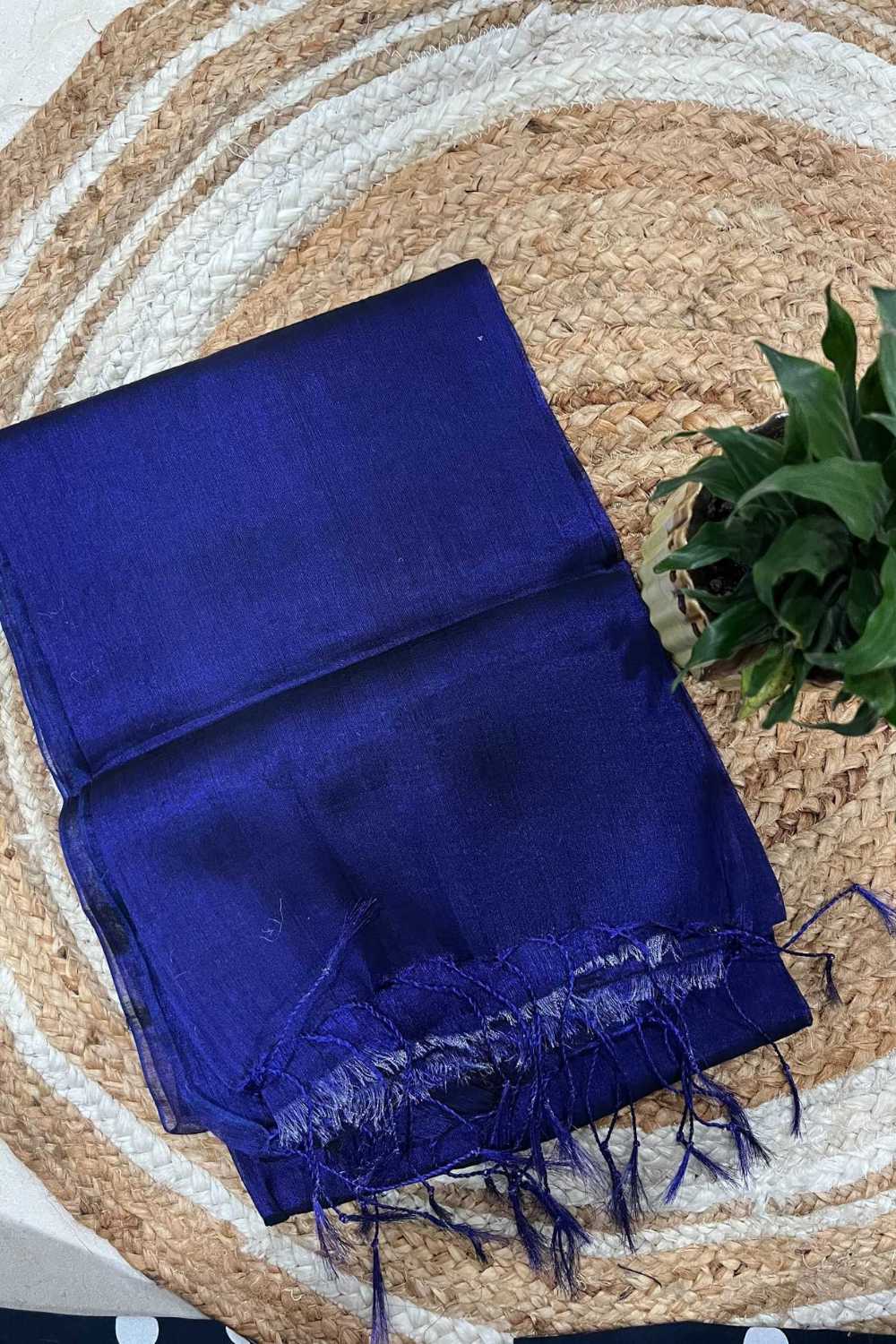 Blue cotton tissue saree