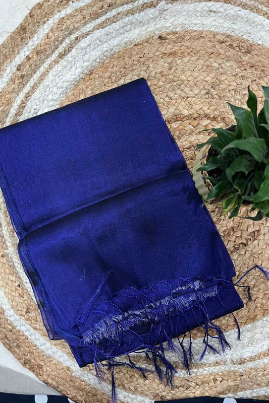 Blue cotton tissue saree