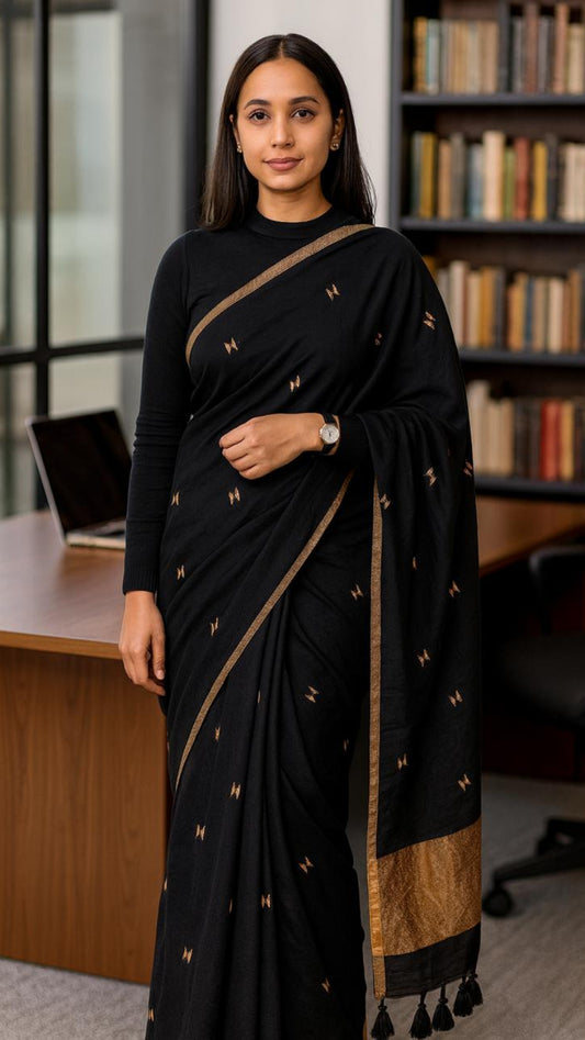 Black Soft Handloom saree