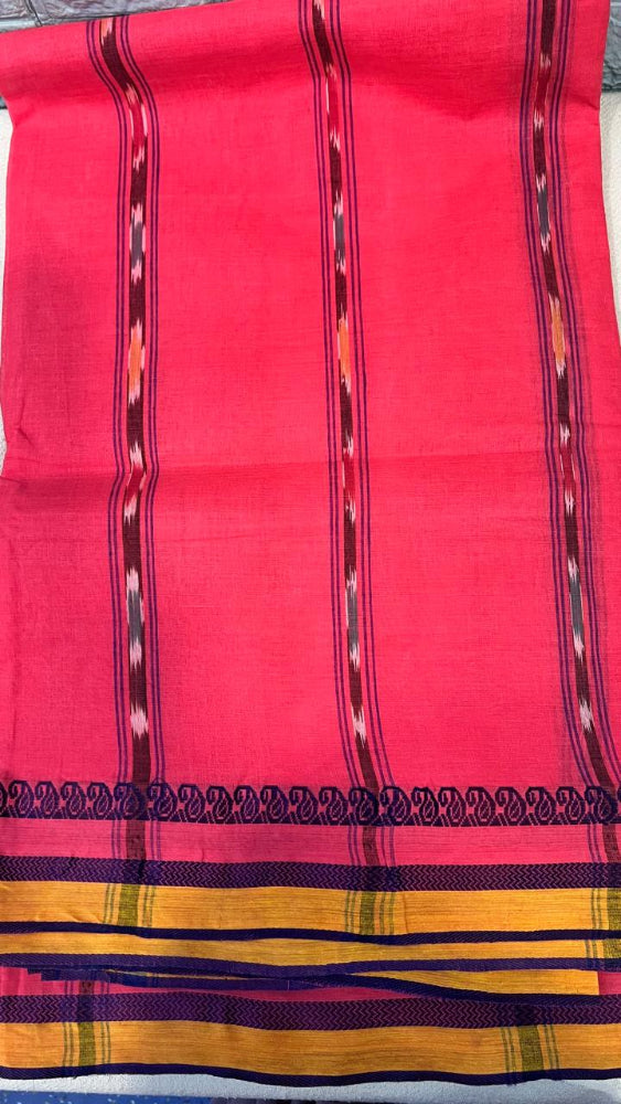 Pink starched striped Dhonekhali