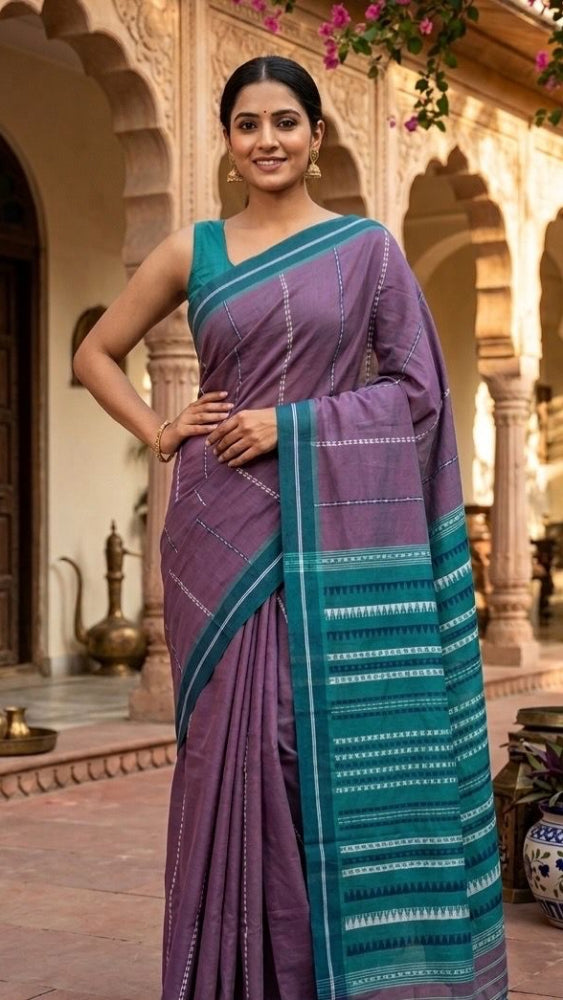 Purple green Striped Begumpuri