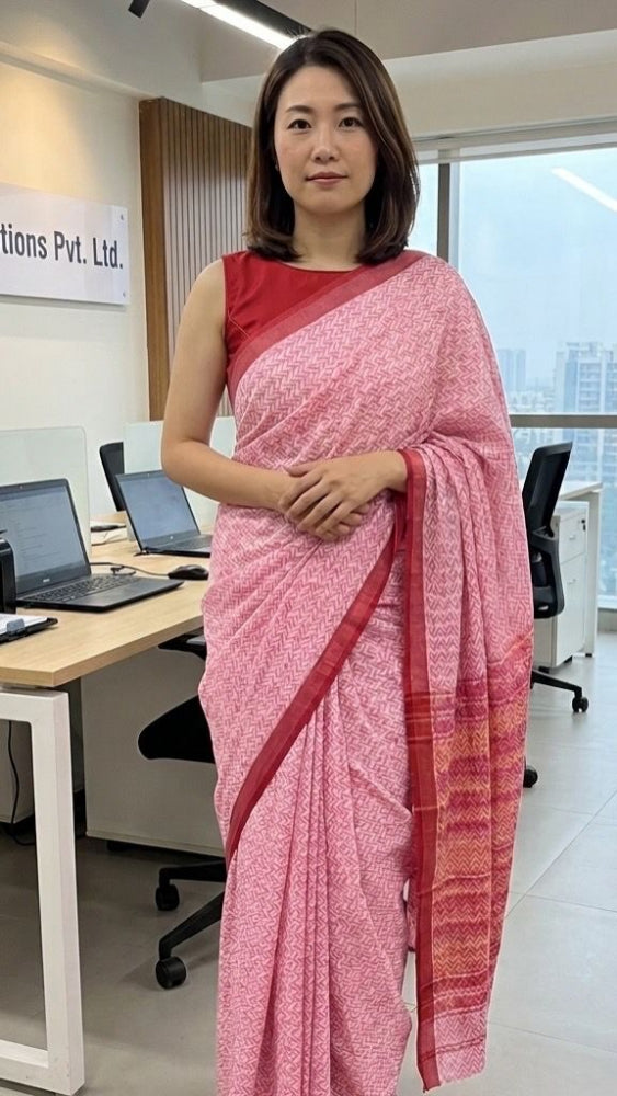 Red and white jaquard weave Dhonekhali