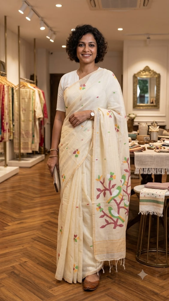 White needlework Jamdani