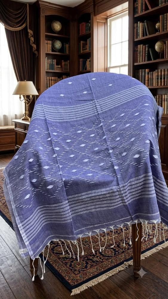 Lavender Soft cotton Jamdani saree
