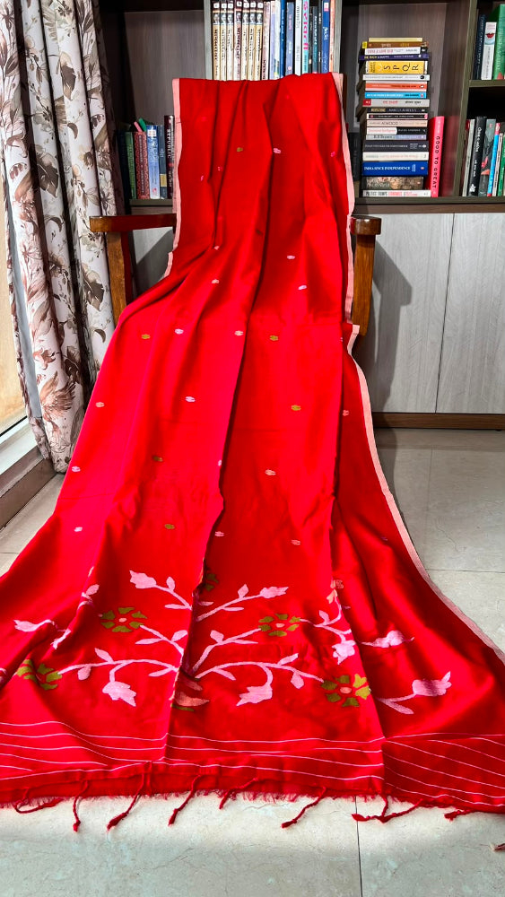 Red cotton Jamdani