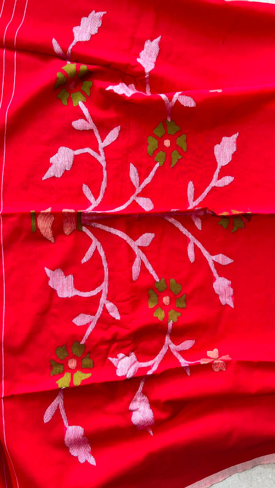 Red cotton Jamdani