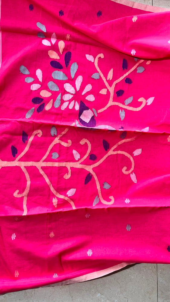 Pink cotton Jamdani
