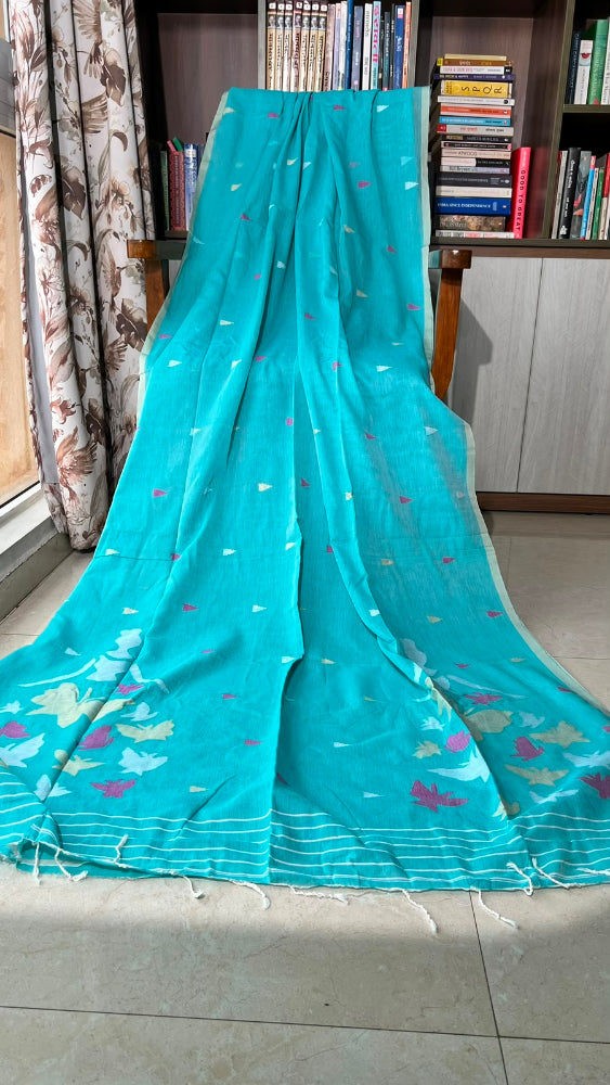 Sea green cotton Jamdani