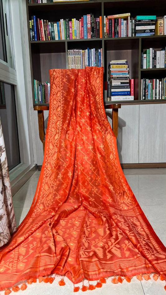 Orange Dhakai Jamdani