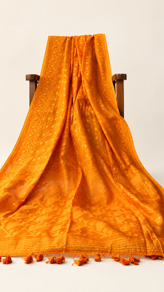Golden yellow Dhakai Jamdani
