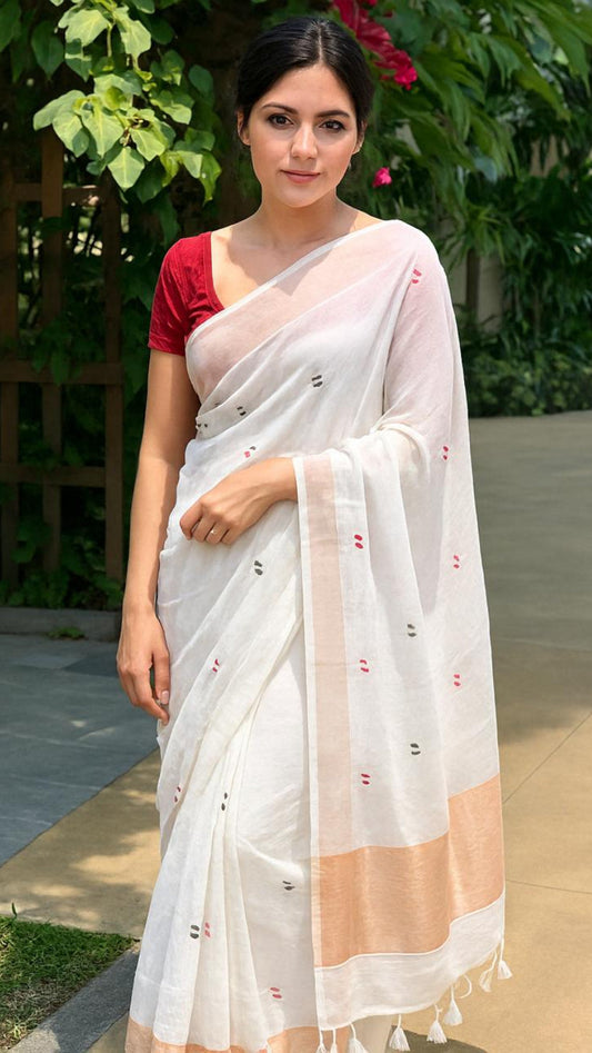 White Soft Handloom saree