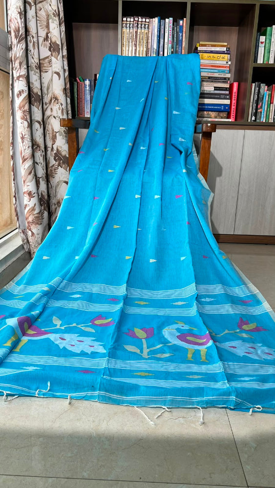 Blue cotton Jamdani
